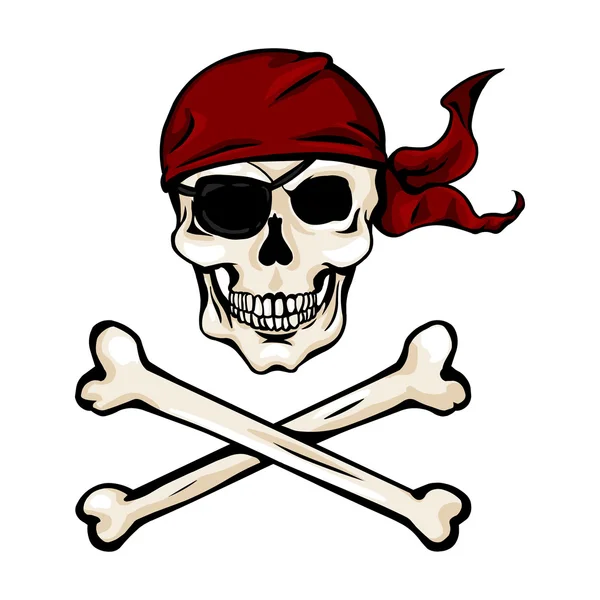 Pirate Skull in Red Bandana — Stock Vector