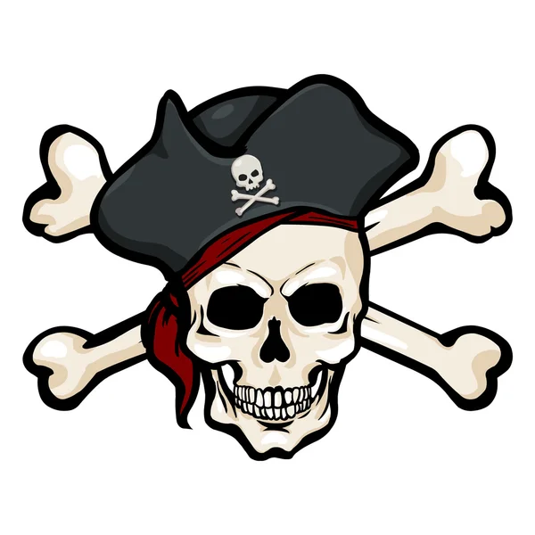 Pirate Skull in Tricorn — Stock Vector