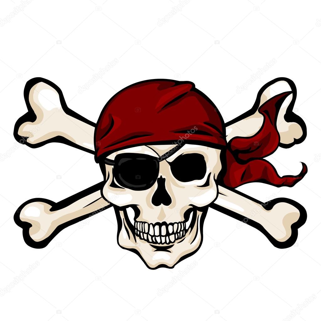 Pirate Skull in Red Bandana