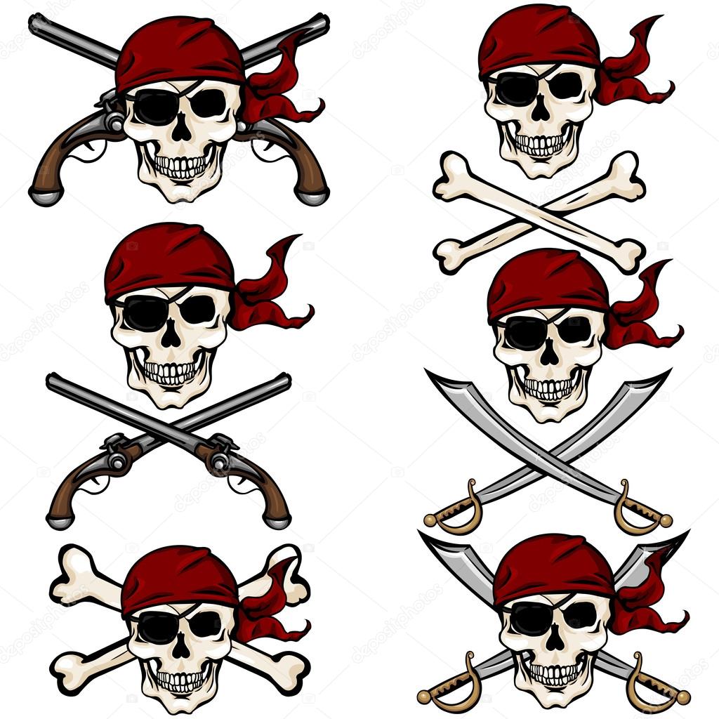 Pirate Skulls in Red Bandana