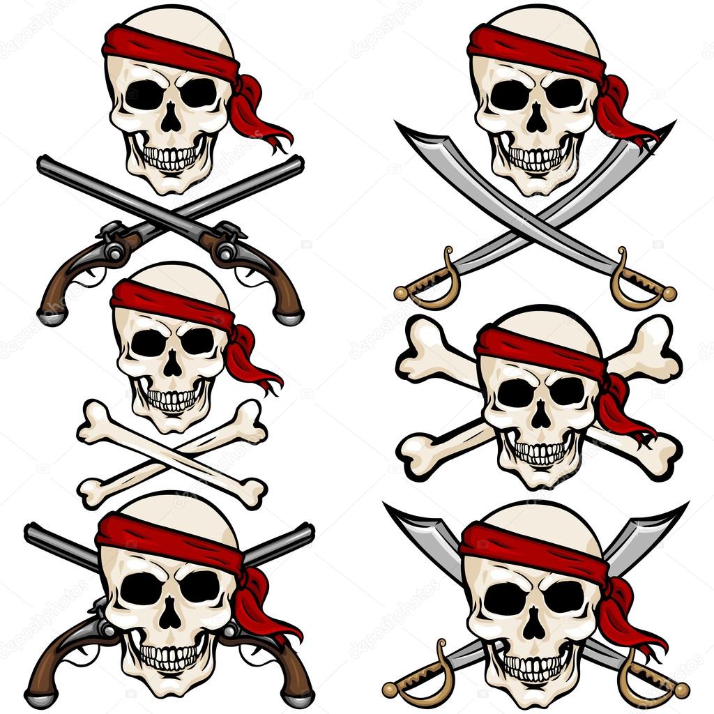 Pirate Skulls in Red Headband