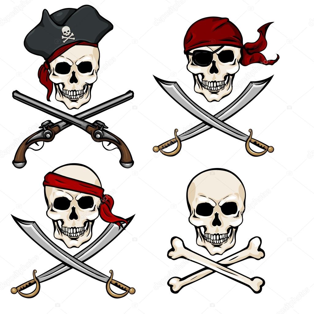 Cartoon Pirate Skulls