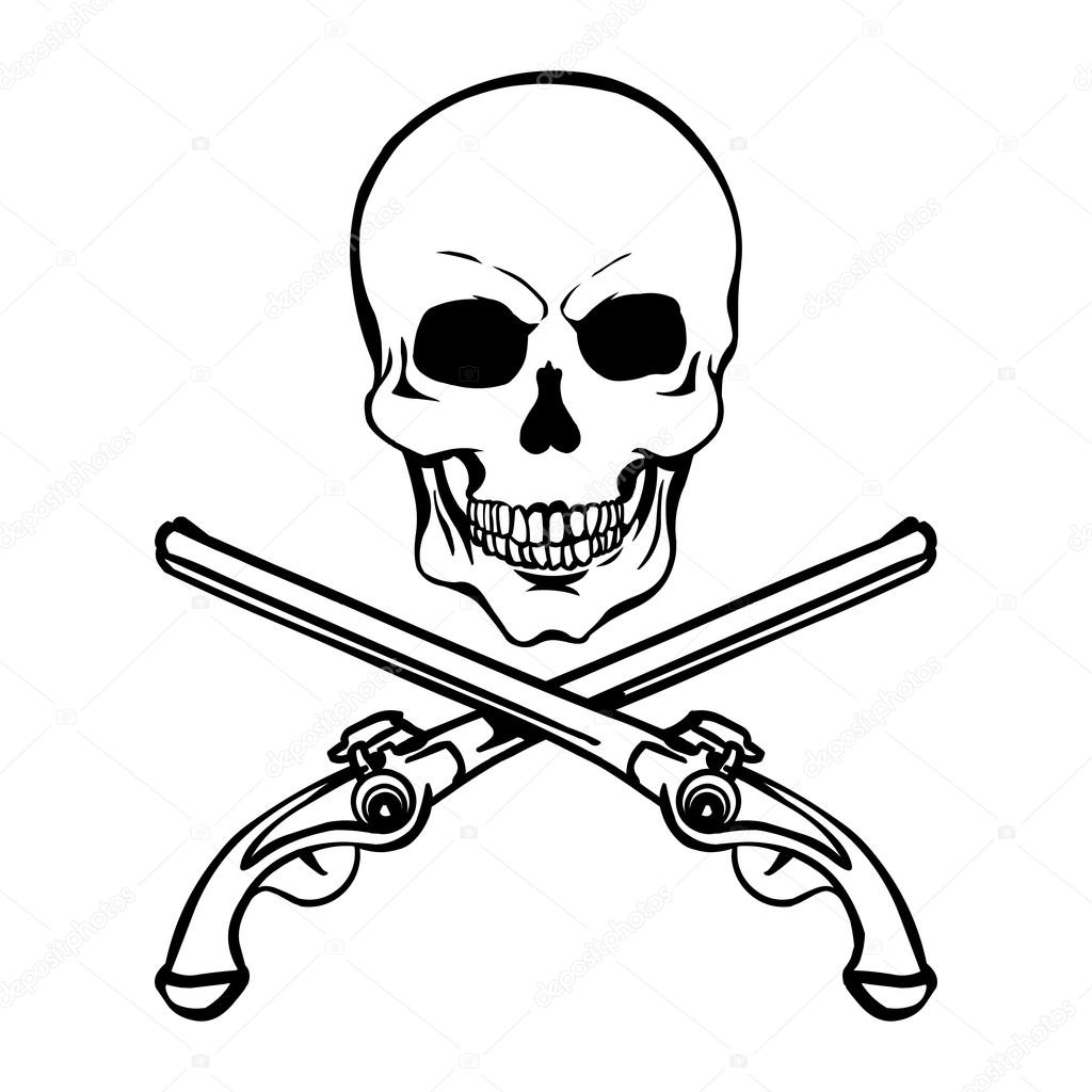 Lineart Skull pirate symbol illustration