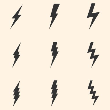 Vector Set of Thunder Lighting Icons clipart