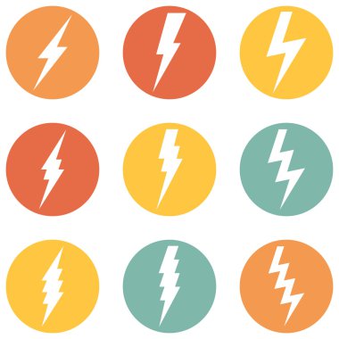 Gök gürültüsü aydınlatma simgeler vektör kümesi