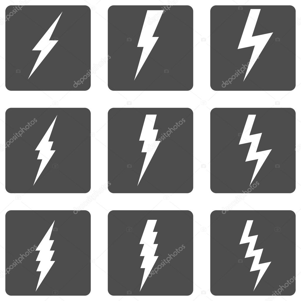 Vector Set of Thunder Lighting Icons