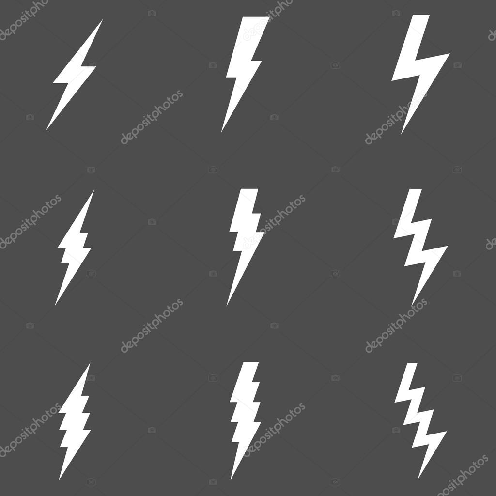 Vector Set of Black Thunder Lighting Icons