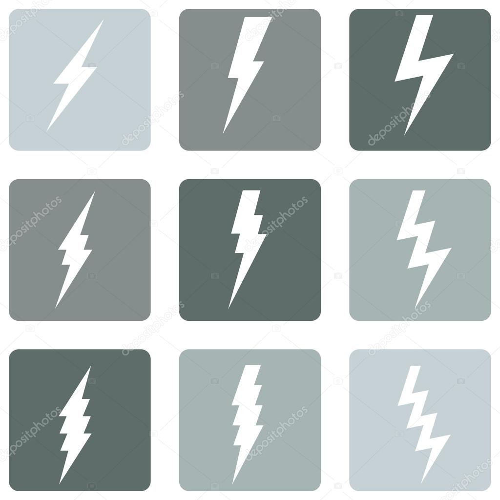 Vector Set of Thunder Lighting Icons