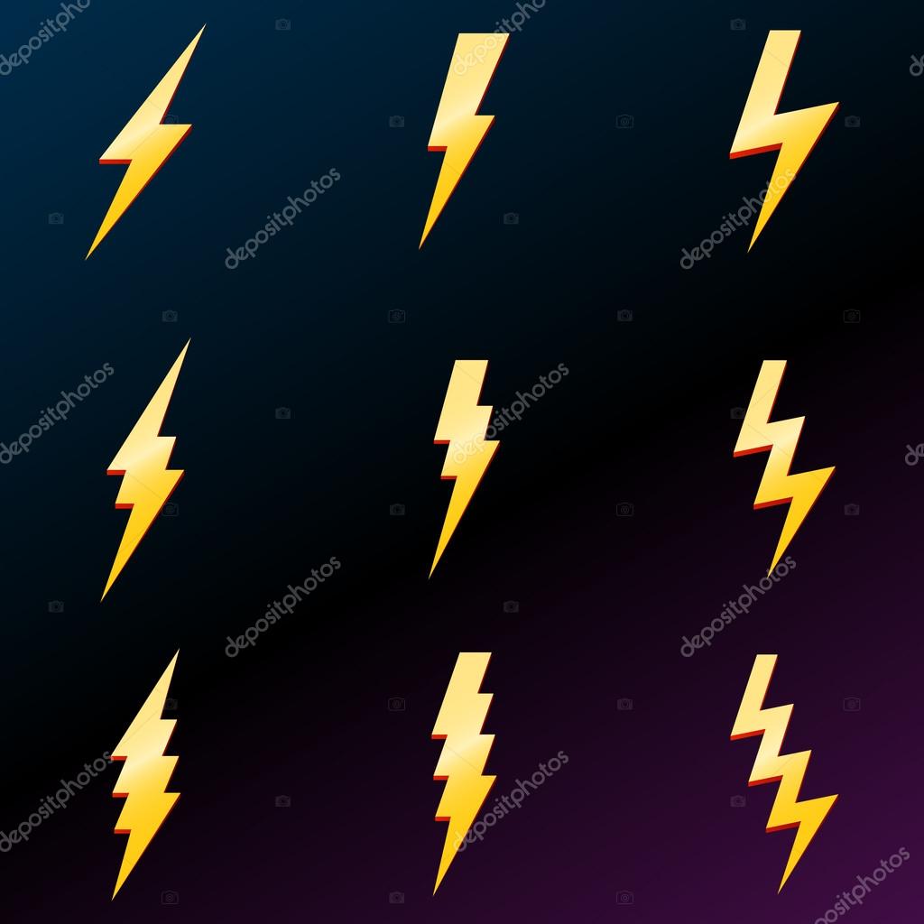 Vector Set of Thunder Lighting Icons