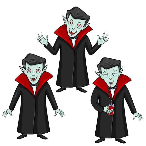 Vector Set de personajes de Halloween - Vampiro. Moler, atacar y beber sangre . — Archivo Imágenes Vectoriales