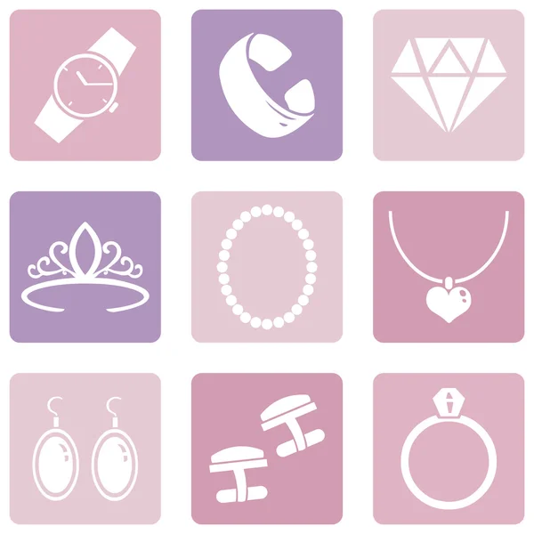 Iconos de joyería — Vector de stock