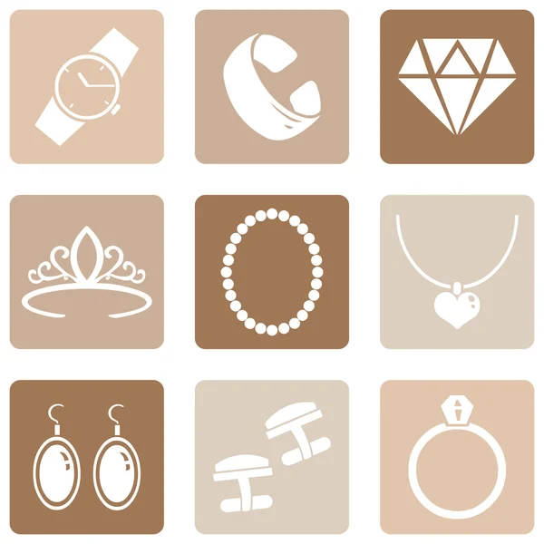 Iconos de joyería — Vector de stock