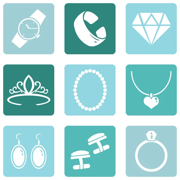 Iconos de joyería — Vector de stock