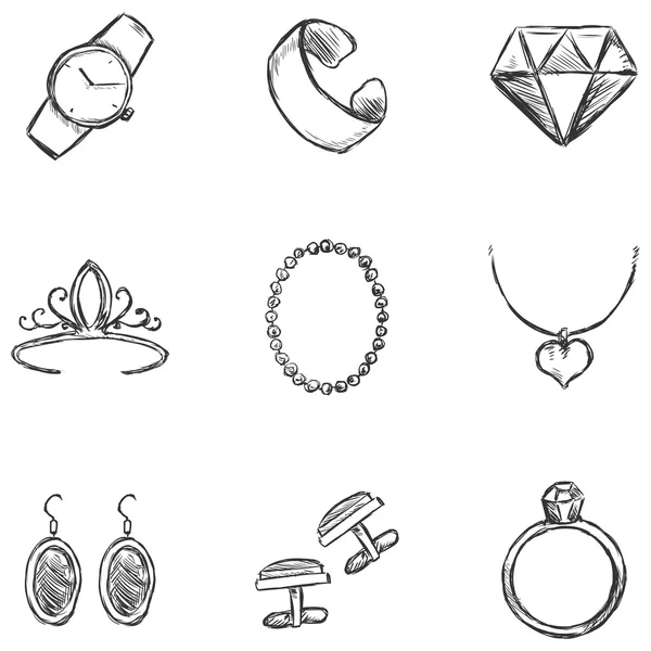 Chalk Jewelry Icons — Stock Vector