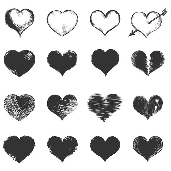 Corazones de boceto — Vector de stock