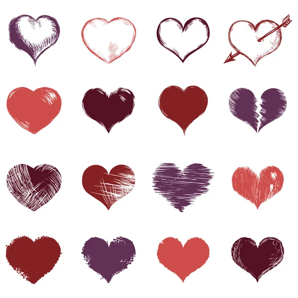 Corazones de boceto — Vector de stock