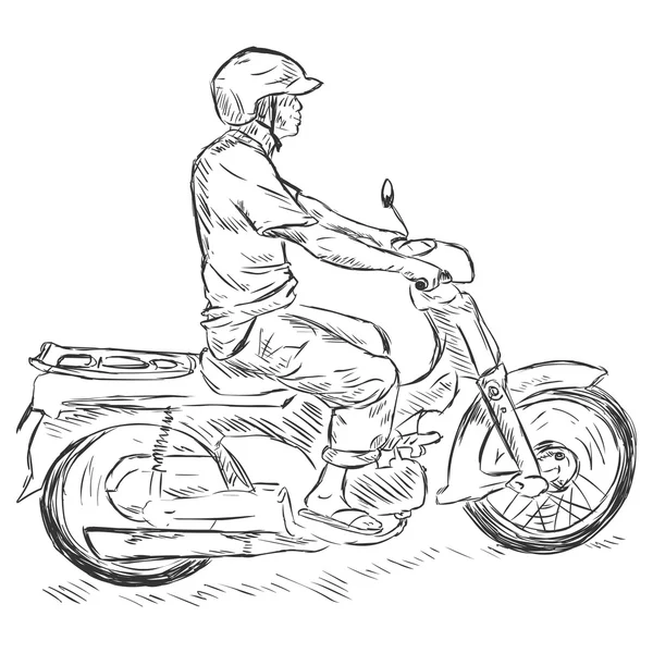 Hombre en moto — Vector de stock