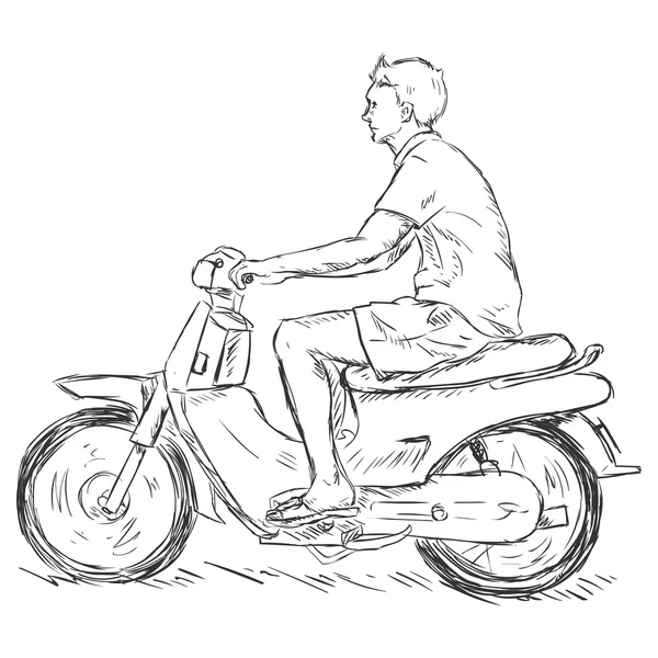 Homme à moto — Image vectorielle