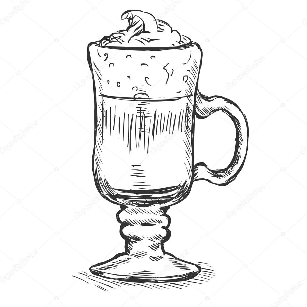 Vector Sketch Glass with Irish Coffee
