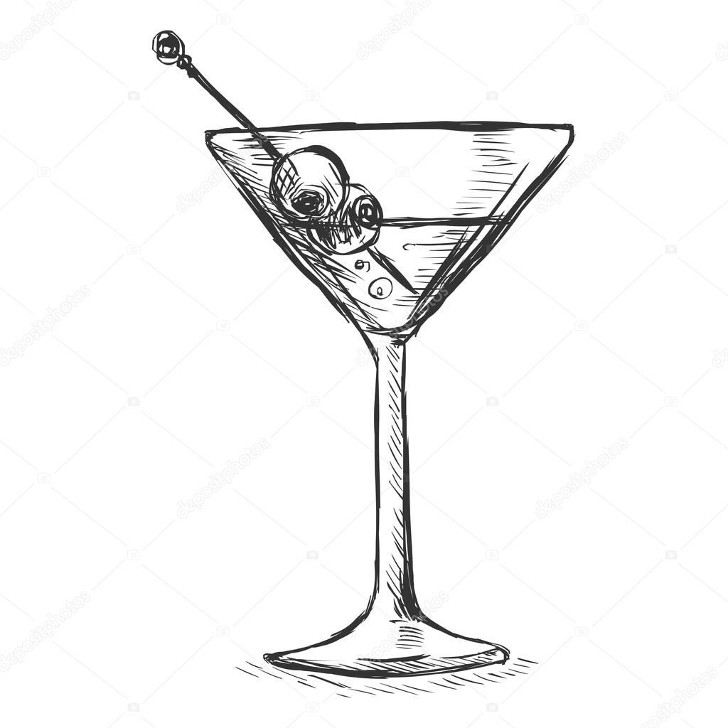 Martini Glass with Olives