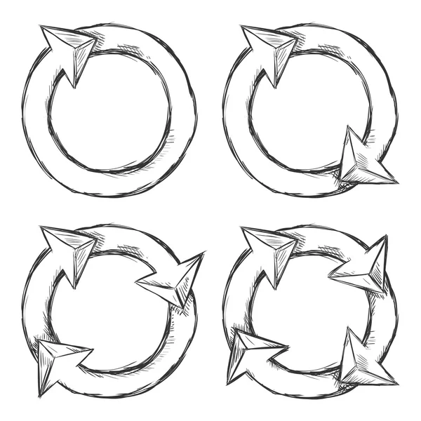Conjunto de Flechas de círculo de boceto — Vector de stock