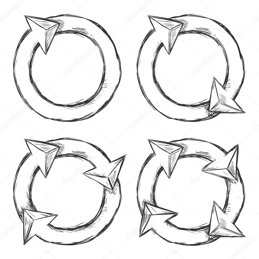 Set of Sketch Circle Arrows