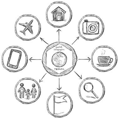 Sketch Travel Infographic Template vector