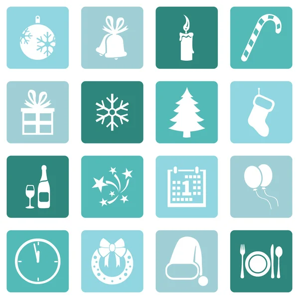 New Year and Christmas Icons — Stock Vector