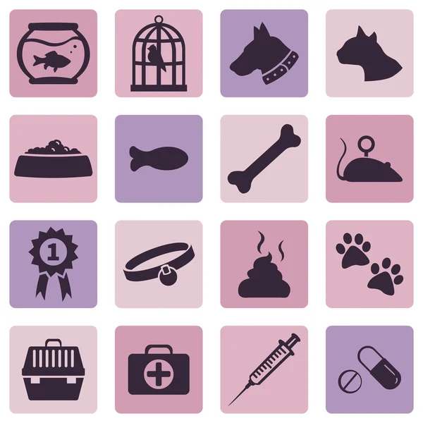 Conjunto de ícones de animais de estimação — Vetor de Stock