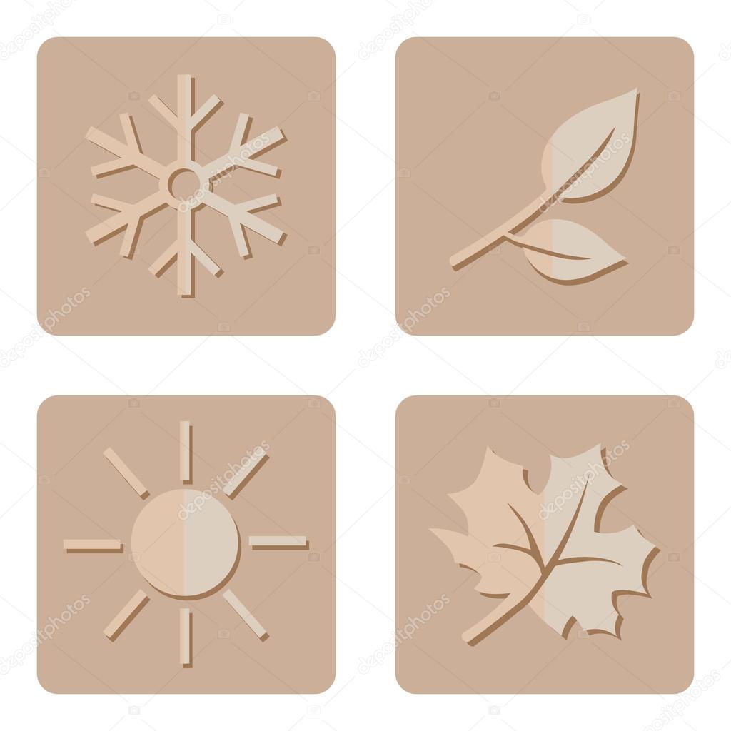Vector Set of Seasons Icons. Winter, Spring, Summer, Autumn.