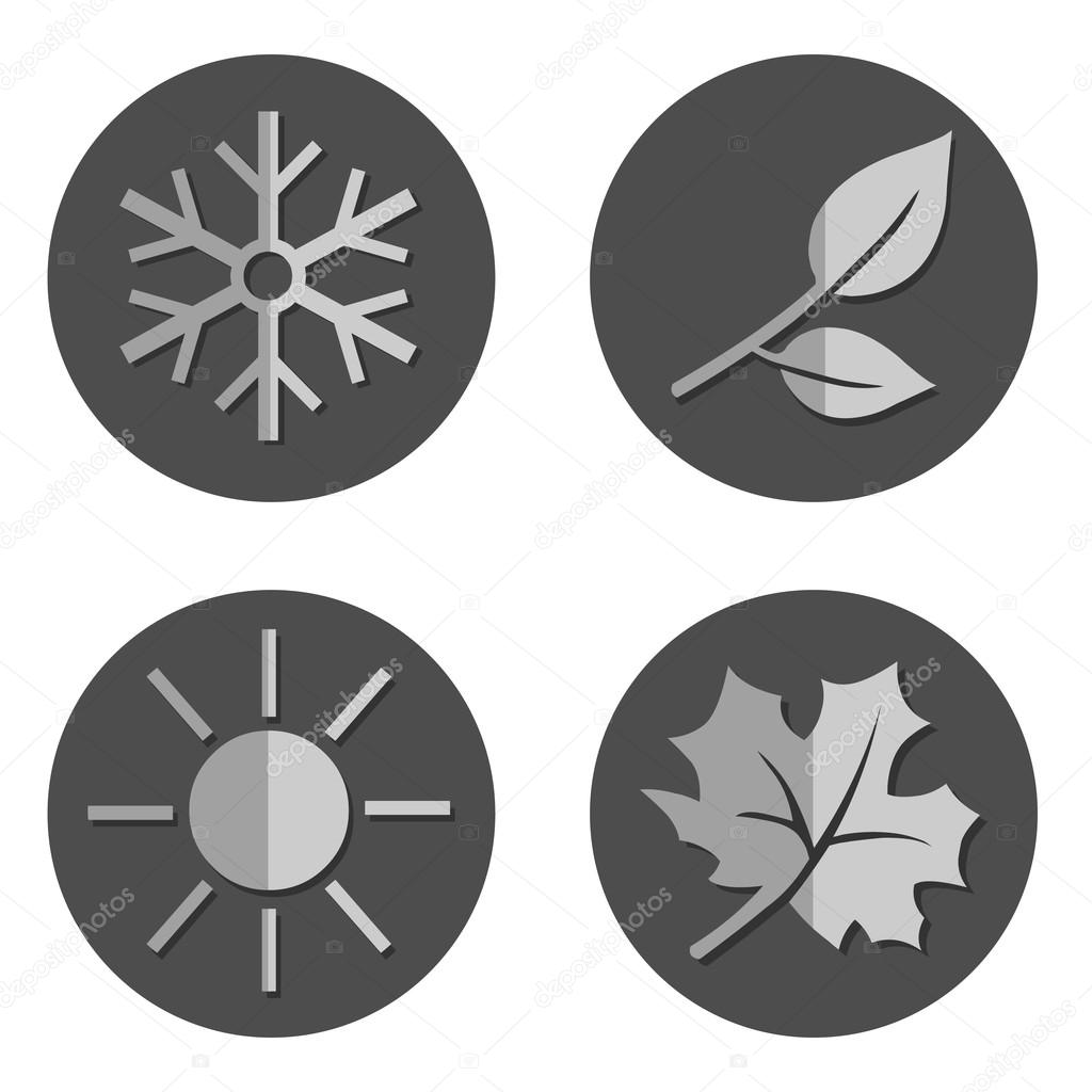 Vector Set of Seasons Icons. Winter, Spring, Summer, Autumn.