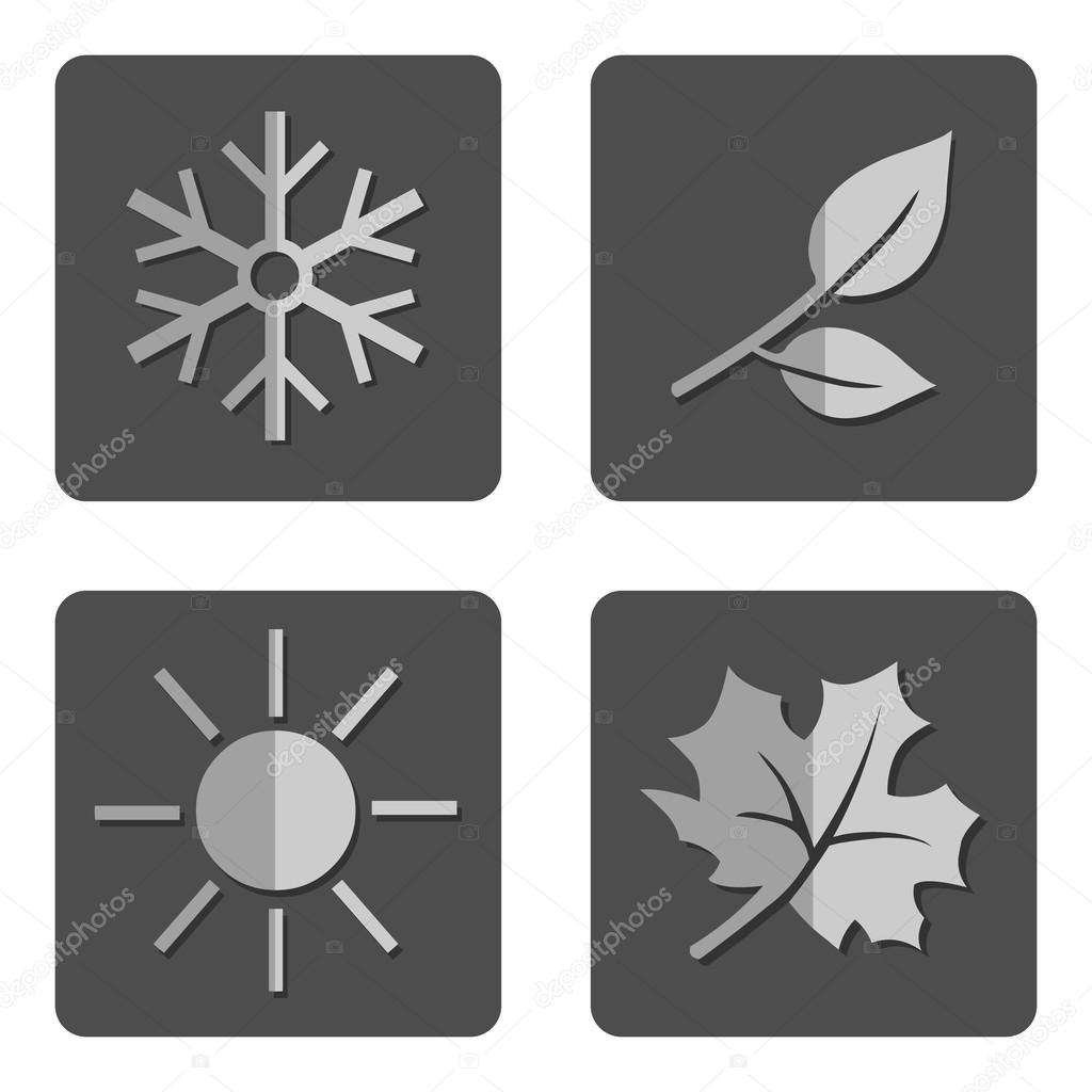 Vector Set of Seasons Icons. Winter, Spring, Summer, Autumn.