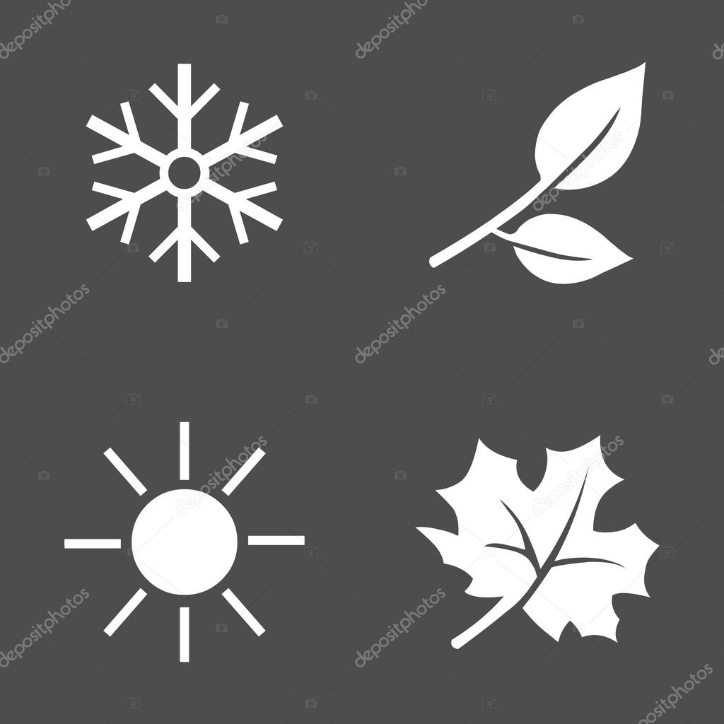 Vector Set of Seasons Icons. Winter, Spring, Summer, Autumn.