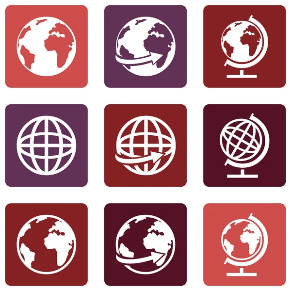 Globe pictogrammen — Stockvector