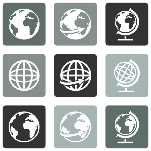 Globe pictogrammen — Stockvector