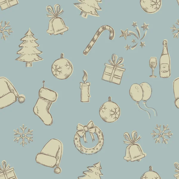 Nouvel An sans couture et motif de Noël — Image vectorielle
