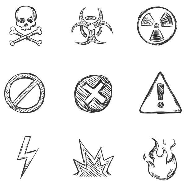 Sketch Warning  Icons — Stock Vector