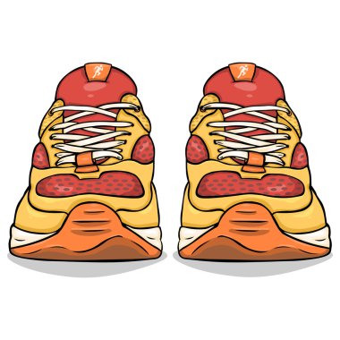 Kırmızı ve sarı koşu ayakkabıları