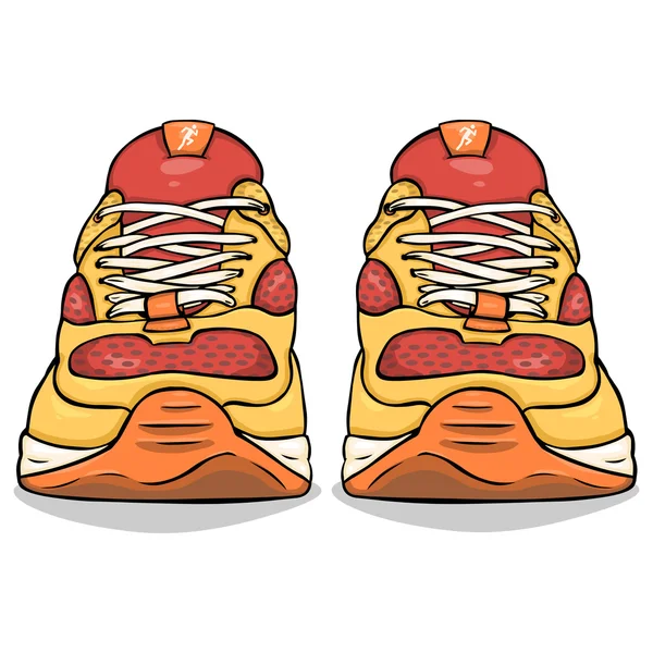 Kırmızı ve sarı koşu ayakkabıları — Stok Vektör