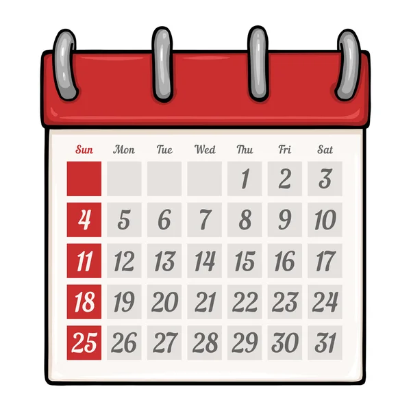 Calendrier de bande dessinée — Image vectorielle