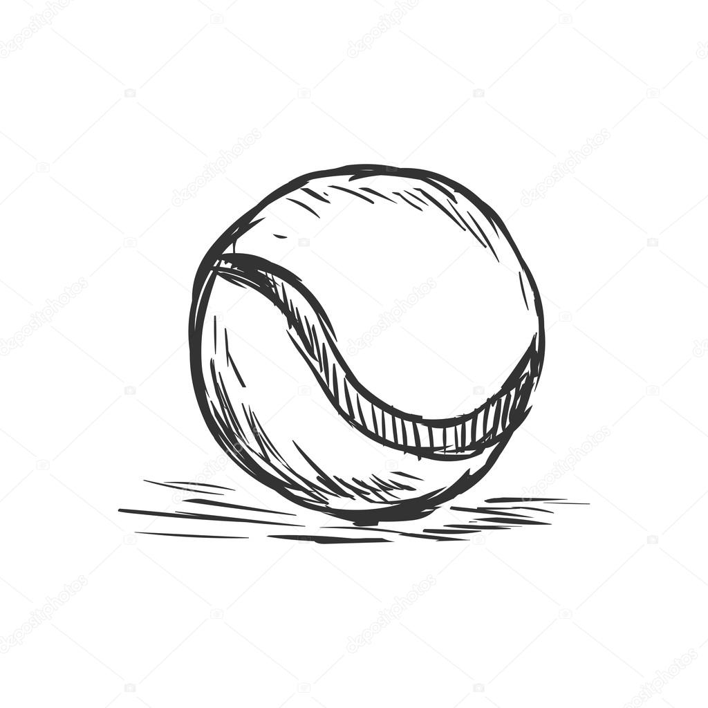 Single Sketch Tennis Ball Vector Image By C Nikiteev Vector Stock 63667069