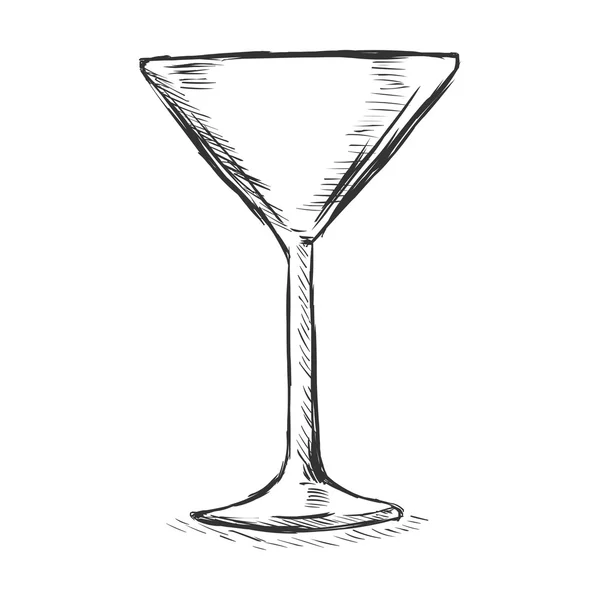 Einzelskizze Cocktailglas — Stockvektor