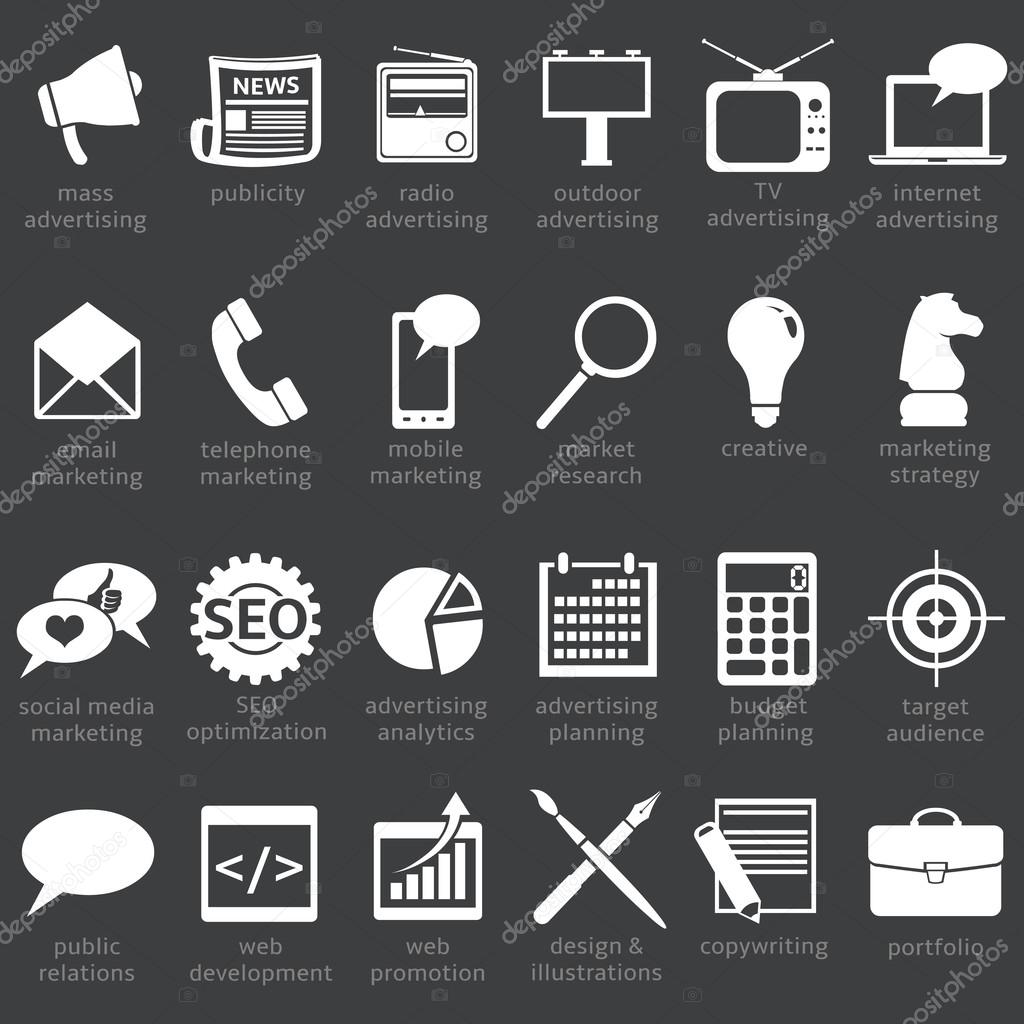 Vector Set of Advertising Icons. Types of Advertisement.