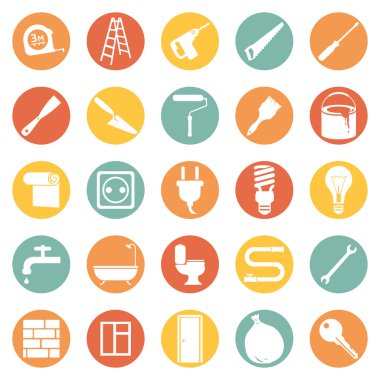 İnşaat ve dekorasyon simgeler kümesi