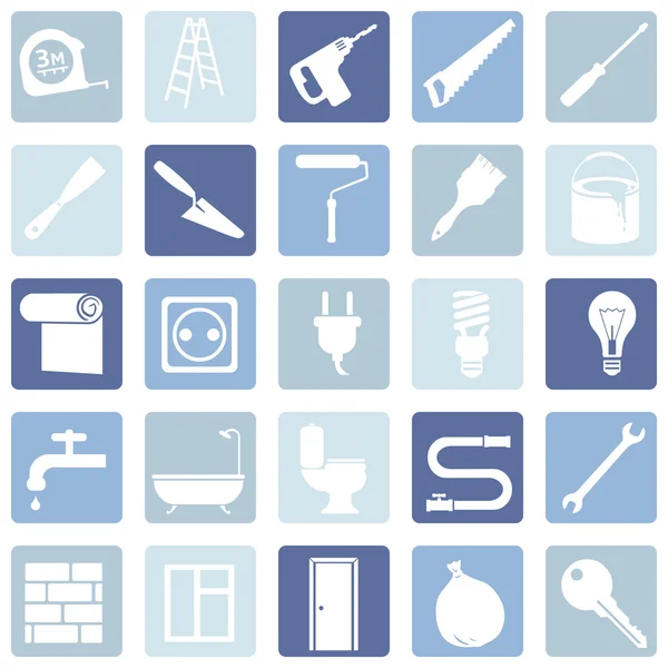 Set of  Construction and Decoration Icons — Stock Vector