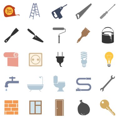 İnşaat ve dekorasyon simgeler kümesi