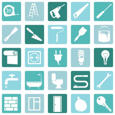 Set of  Construction and Decoration Icons clipart