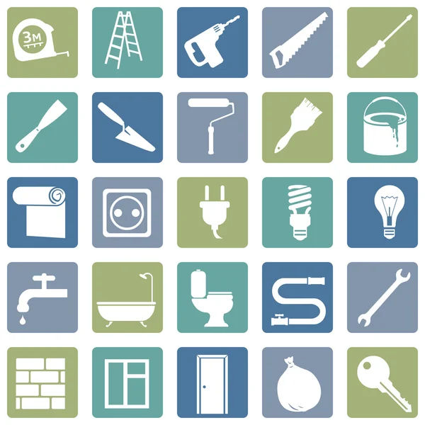 Set of  Construction and Decoration Icons — Stock Vector