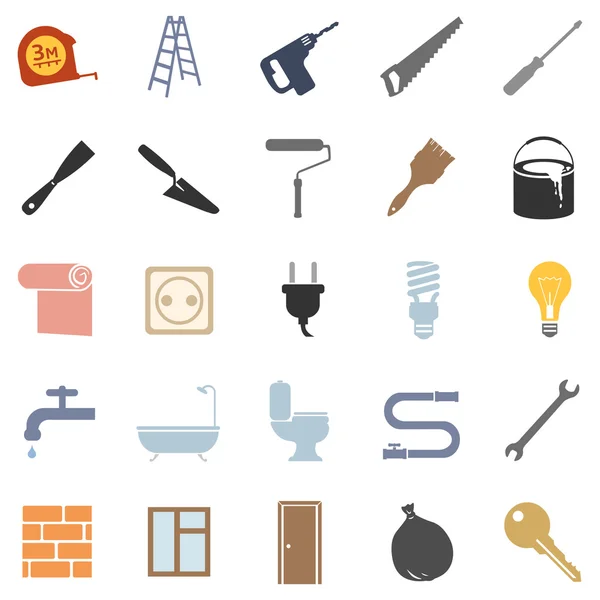 Set of  Construction and Decoration Icons — Stock Vector