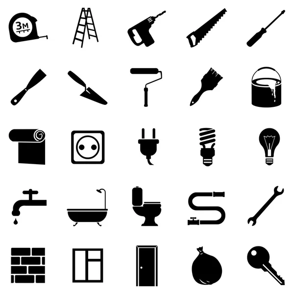 Set of  Construction and Decoration Icons — Stock Vector